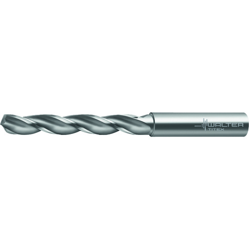‎3.7 mm Dia. × 6 mm Shank × 28 mm Flute Length × 66 mm OAL, 5xD, 130°, 3xD Flute, External Coolant, DIN 6537 L, Round Solid Carbide Drill A3367-3.7