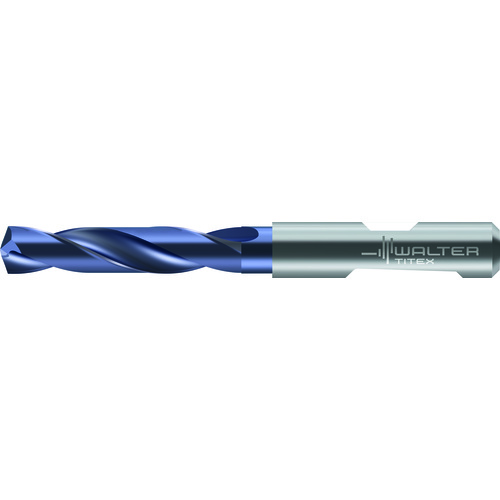 10.5 mm Dia. × 12 mm Shank × 55 mm Flute Length × 102 mm OAL, 3xD, 140 Degrees, No Coolant Exit, , Whistle Notch/Weldon Solid Carbide Drill DC150 WJ30RE