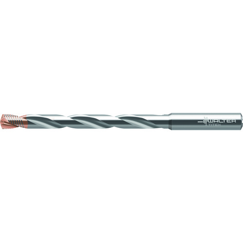 ‎4.1 mm Dia. × 6 mm Shank × 45 mm Flute Length × 85 mm OAL, 8xD, 140°, 2xD Flute, Coolant Thru, DIN 6535 HA, Round Solid Carbide Drill DC170-08-04.100A1-WJ30EJ