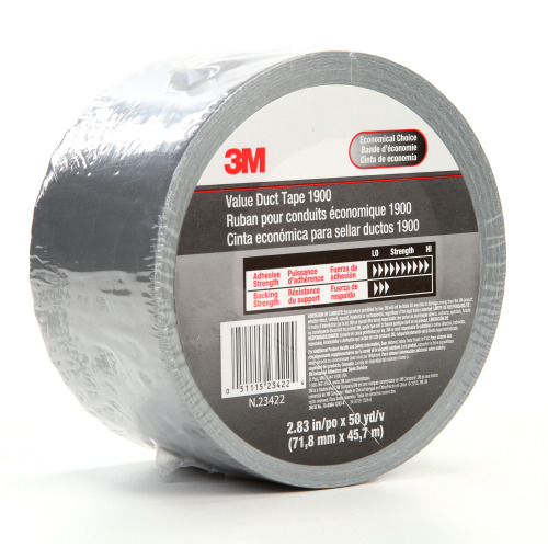 3M Value Duct Tape 1900 Silver 2.83″ × 50 yd 5.8 mil