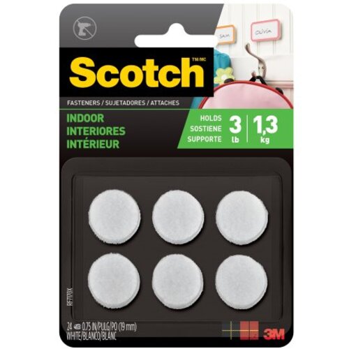 Scotch Indoor Fasteners RF7170X-ALT 3/4″ × 3/4″ (19 mm) 3/4″ dots white 24 each adhesive backing