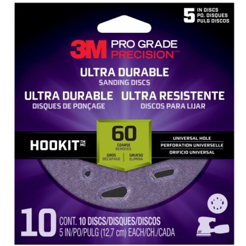 ‎3M™ Pro Grade Precision™ Ultra Durable Universal Hole Sanding Disc,
DUH560TRI-10T, 5 IN x UH, 60, 10 pack