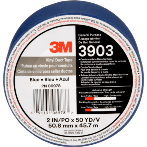 3M Vinyl Duct Tape 3903 Blue 2″ × 50 yd 6.5 mil 2 
Individually Wrapped Conveniently Packaged