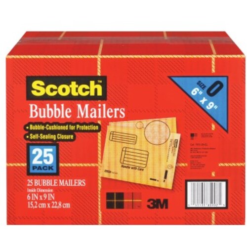 ‎Scotch Bubble Mailer 7913-25-CS 6″ × 9″ Size #0 25 Pack