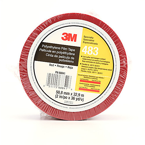 3M Polyethylene Tape 483 Red 2″ × 36 yd 5.0 mil Individually Wrapped Conveniently Packaged