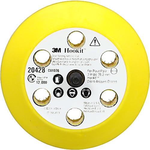 ‎3M Hookit Clean Sanding Soft Disc Pad 20428 3″ × 3/4″ × 1/4-20 External 6 Holes