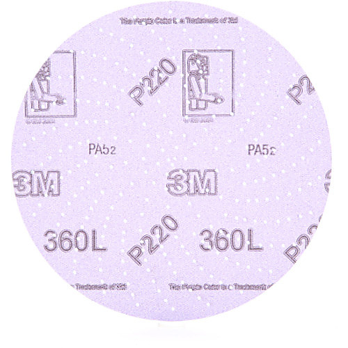 3M™ Hookit™ Clean Sanding Disc 360L, 76723, P220, 6 in, Die 600LG, 500 per case, Shrink Wrapped