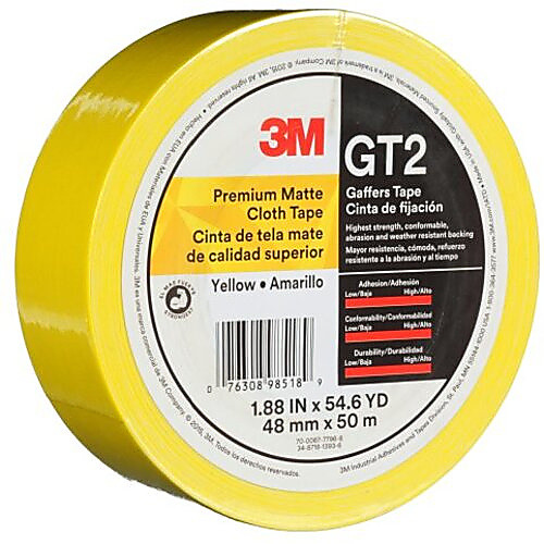 3M Premium Matte Cloth (Gaffers) Tape GT2 Yellow 48 mm × 50 m 11 mil
