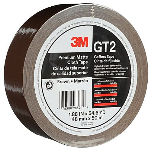 3M Premium Matte Cloth (Gaffers) Tape GT2 Brown 48 mm × 50 m 11 mil