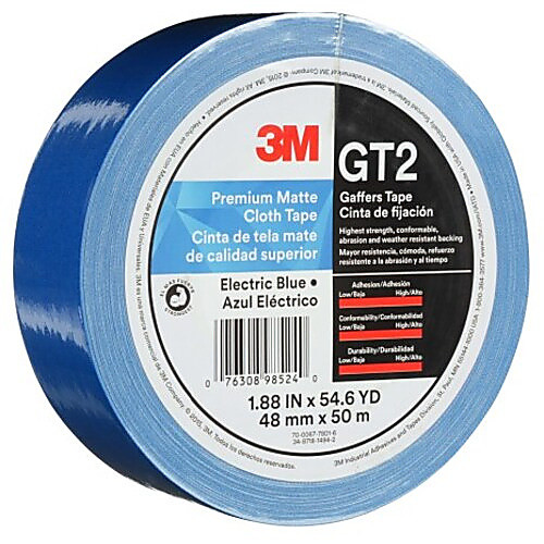 3M Premium Matte Cloth (Gaffers) Tape GT2 Electric Blue 48 mm × 50 m 11 mil