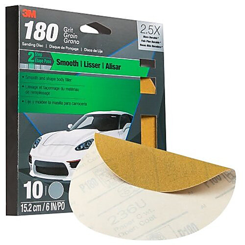 3M™ Sanding Discs with Stikit™ Attachment 10 Pack, 31448, 6 in, 180
grit, 10 packs per case