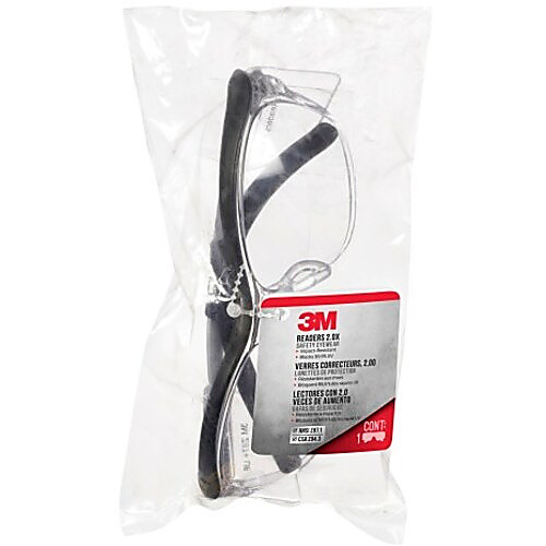 3M Readers Safety Glasses 91192H1-C +2.0 Blk Frm Clr Lens