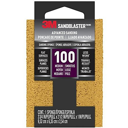 ‎3M SandBlaster Advanced Sanding Sanding Sponge 20908-100 100 grit 3-3/4″ × 2-1/2 × 1″