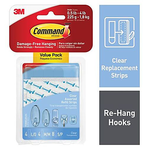Command Clear Assorted Refill Strips 17200CLR-ES