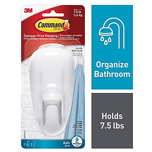 Command Large Bathroom Hook with Water-Resistant Strips 17600B-ES