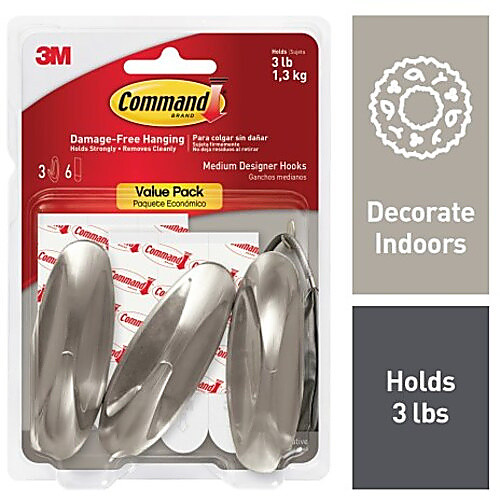‎Command Medium Designer Hook 17081BN-3ES Brushed Nickel