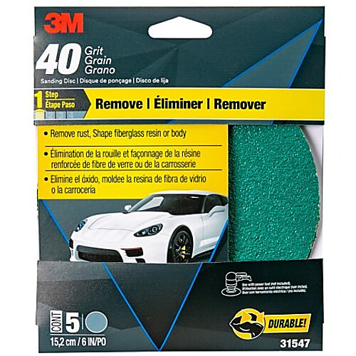 3M™ Green Corps™ Sanding Disc with Stikit™ Attachment, 31547, 6 in, 40
Grit, 5 discs per pack, 20 packs per case