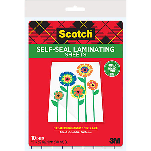 ‎Scotch Single-Sided Laminating Sheets LS854SS-10 9″ × 12″ Letter Size Single Sided