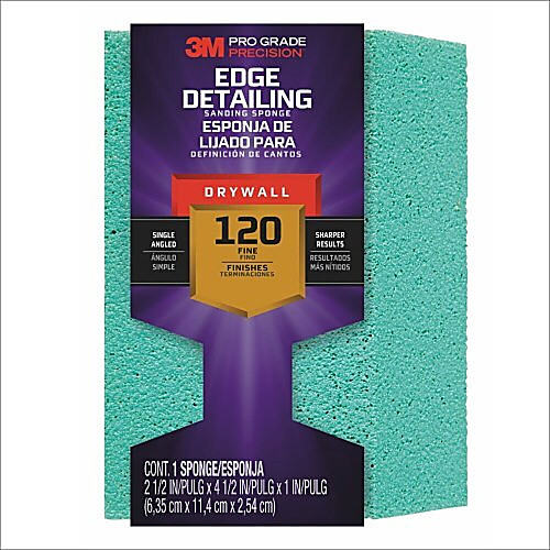 3M Pro Grade Precision Drywall Edge Detailing Angled Sanding Sponge Fine grit 30904FPSA 2.5 × 4.5 × 1″