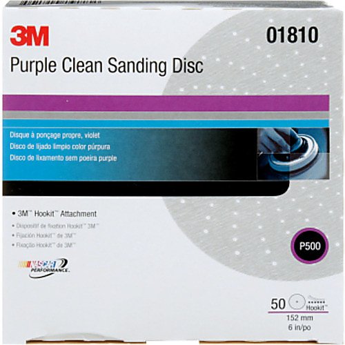 3M™ Hookit™ Purple Clean Sanding Disc 334U, 01810, 6 in, P500, 50 discs
per carton, 4 cartons per case