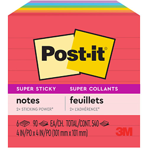 ‎Post-it Super Sticky Notes 675-6SSAN 4″ × 4″ (101 mm × 101 mm) Marrakesh Collection Lined
