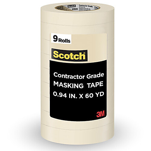 ‎Scotch Contractor Grade Masking Tape 2020-24AP9 0.94″ × 60.1 yd (24mm × 55m)
