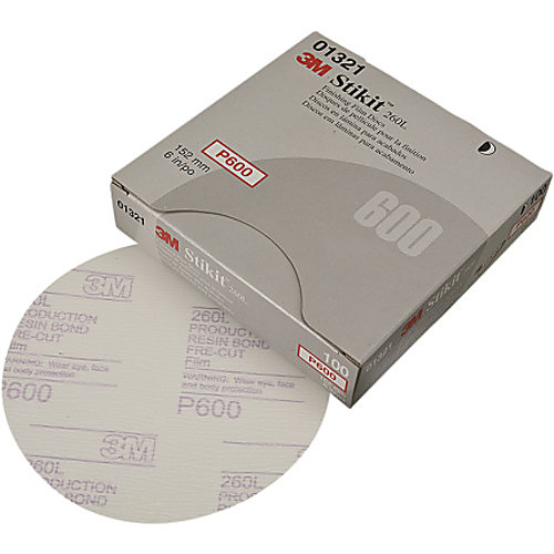 3M™ Stikit™ Finishing Film Abrasive Disc 260L, 01321, 6 in, P600, 100
discs per carton, 4 cartons per case