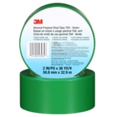 3M General Purpose Vinyl Tape 764 Green 2″ × 36 yd 5 mil Individually Wrapped Conveniently Packaged