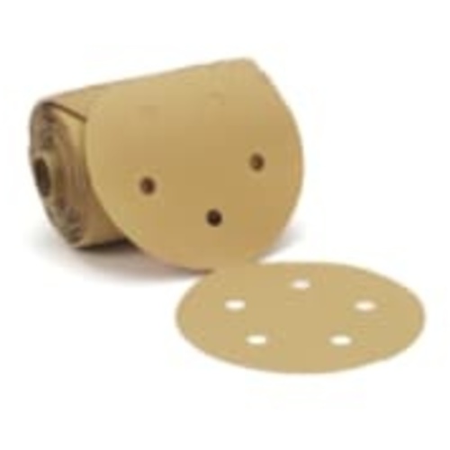3M™ Stikit™ Gold Paper Disc Roll 216U, 01625, P150 A-weight, 5 in x NH,
D/F 5HL, Die 500FH, 175 Discs/Roll, 6 Rolls/Case