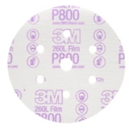 3M™ Hookit™ Finishing Film Abrasive Disc 260L, 01070, 6 in, Dust Free,
P800, 100 discs per carton, 4 cartons per case