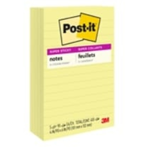 ‎Post-it Super Sticky Notes 660-5SSCY 4″ × 6″ (10.16 cm × 15.24 cm) Canary Yellow lined