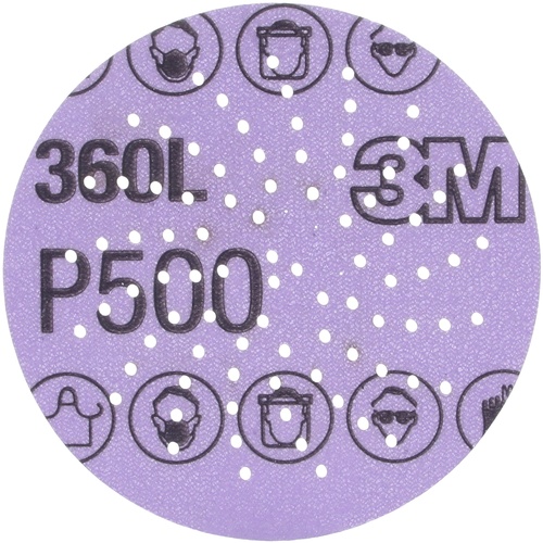 3M™ Hookit™ Clean Sanding Disc 360L, P500, 3 in, Die 300LG, 100 per
inner, 500 per case