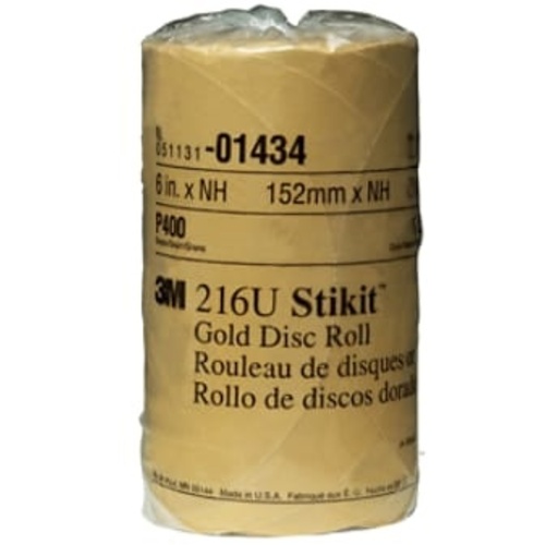 3M™ Stikit™ Gold Disc Roll, 01434, 6 in, P400, 175 discs per roll, 6
rolls per case