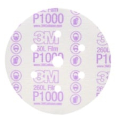 3M™ Hookit™ Finishing Film Abrasive Disc 260L, 01069, 6 in, Dust Free,
P1000, 100 discs per carton, 4 cartons per case