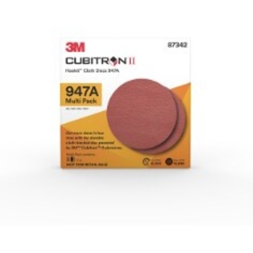 3M™ Cubitron™ II Hookit™ Cloth Disc 947A, 87342, 5 x NH, 40+ to 120+, 20
Packs/Case, Multi-pack