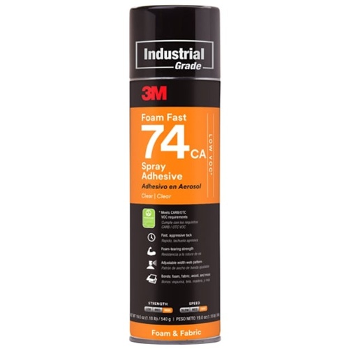 3M Foam Fast Spray Adhesive 74 CA Low VOC <25% Clear 24 fl oz Can (Net Wt 19.0 oz)