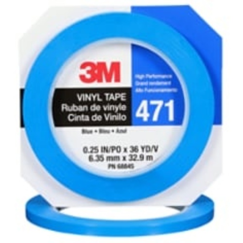 3M Vinyl Tape 471 Blue 1/4″ × 36 yd 5.2 mil 
Individually Wrapped Conveniently Packaged
