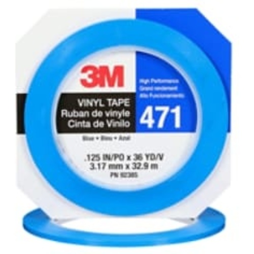 3M Vinyl Tape 471 Blue 1/8″ × 36 yd 5.2 mil Boxed