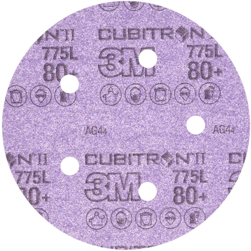 3M™ Cubitron™ II Hookit™ Film Disc 775L, 80+, 5 in x NH, D/F 5HL, Die
500FH, 50 per inner, 250 per case