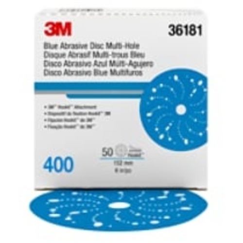 3M™ Hookit™ Blue Abrasive Disc 321U Multi-hole, 36181, 6 in, 400, 50
discs per carton, 4 cartons per case