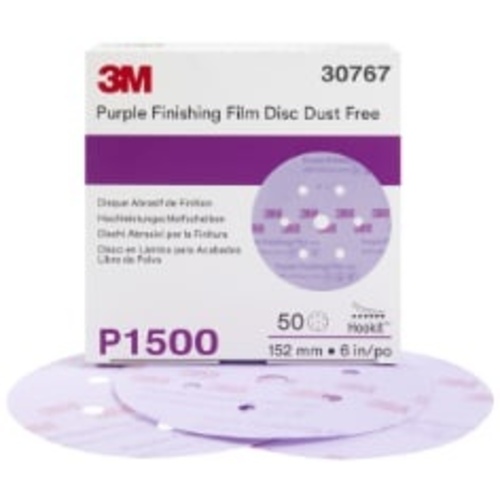 3M Hookit Purple Finishing Film Abrasive Disc 260L 30767 6″ Dust Free P1500
