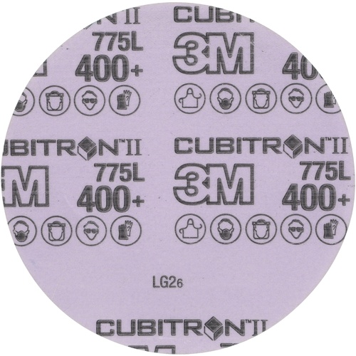 3M™ Cubitron™ II Hookit™ Film Disc 775L, 400+, 5 in x NH, Die 500X, 50
per inner, 250 per case