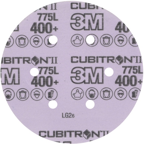 3M™ Cubitron™ II Hookit™ Film Disc 775L, 400+, 6 in x NH, D/F 6HL, Die 600HZ, 50 per inner, 250 per case