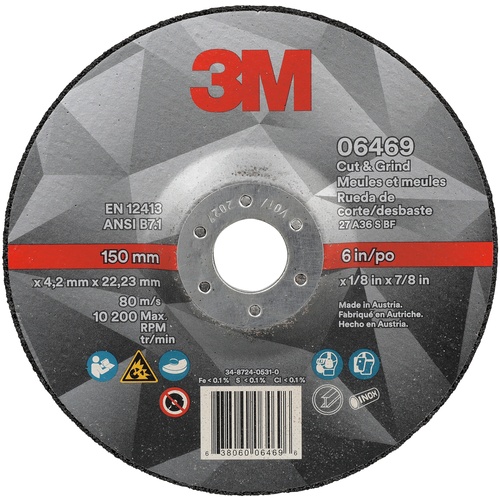 3M Cut & Grind Wheel 06469 Type 27 6″ × 1/8″ × 7/8″