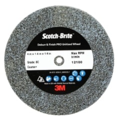 Scotch-Brite Deburr and Finish PRO Unitized Wheel DP-UW 8C Coarse+ 4″ × 1/4″ × 1/4″