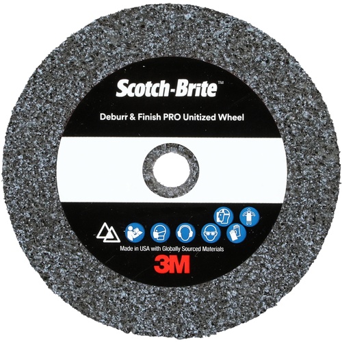 Scotch-Brite Deburr and Finish PRO Unitized Wheel DP-UW 4C Medium+ 1″ × 1/4″ × 3/32″