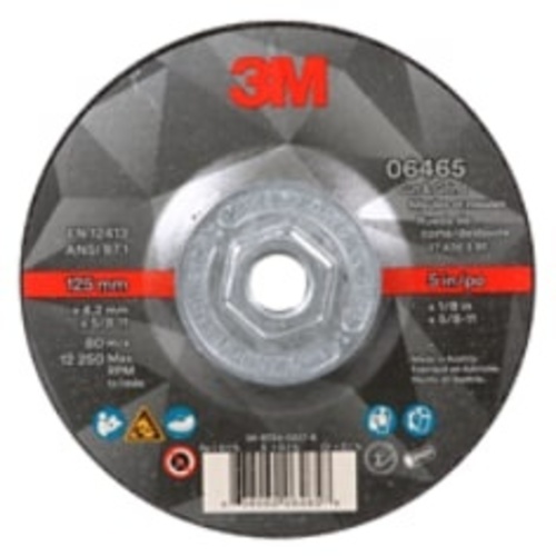 ‎3M Cut & Grind Wheel 06465 Type 27 5″ × 1/8″ × 5/8″-11 Quick Change