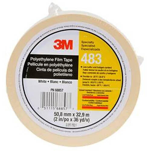 3M Polyethylene Tape 483 White 2″ × 36 yd 5.0 mil Individually Wrapped Conveniently Packaged