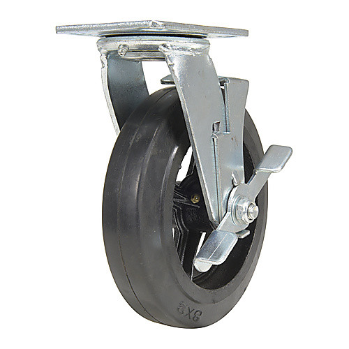 8 × 2 Mold On Rubber Swivel W/ Brake Caster