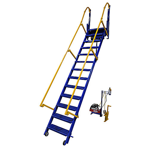 Folding Mezzanine Ladder 120″ 115Vac Pwr Storage